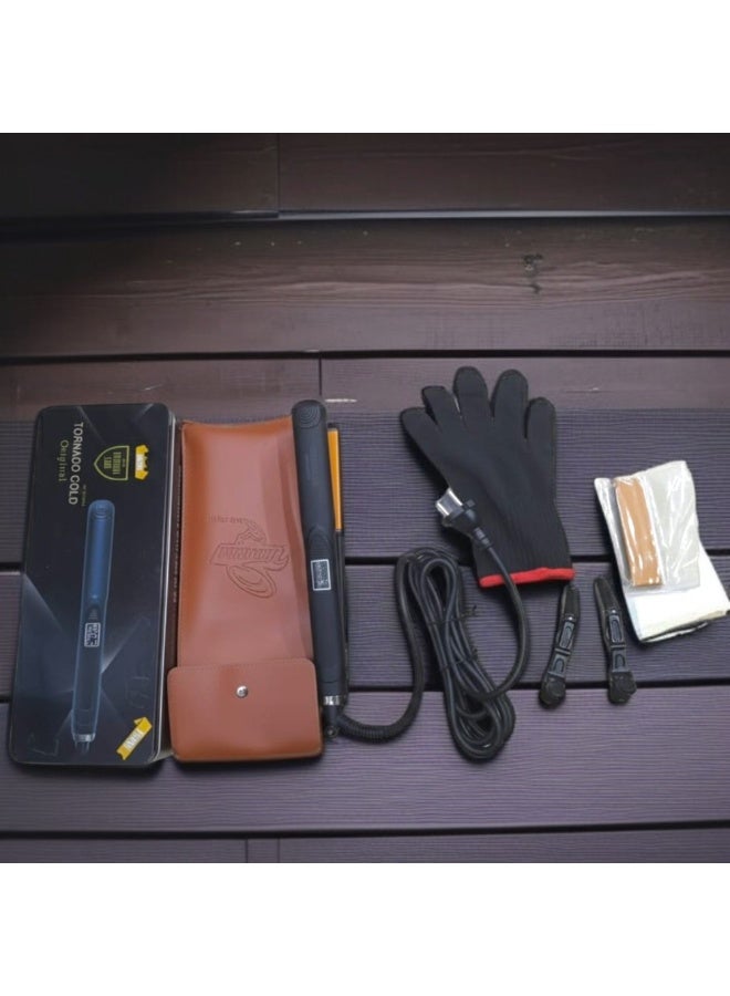 تورنيدو جولد مكواة فرد وتصفيف الشعر بجودة صالونات التجميل مع حرارة 980 درجة مئوية، مثالية للشعر المجعد والمفرود، تسخين سريع خلال 30 ثانية مزودة سلك دوار 360 درجة بقوة 50 وات الكوري بشاشة ديجتال - Image 3