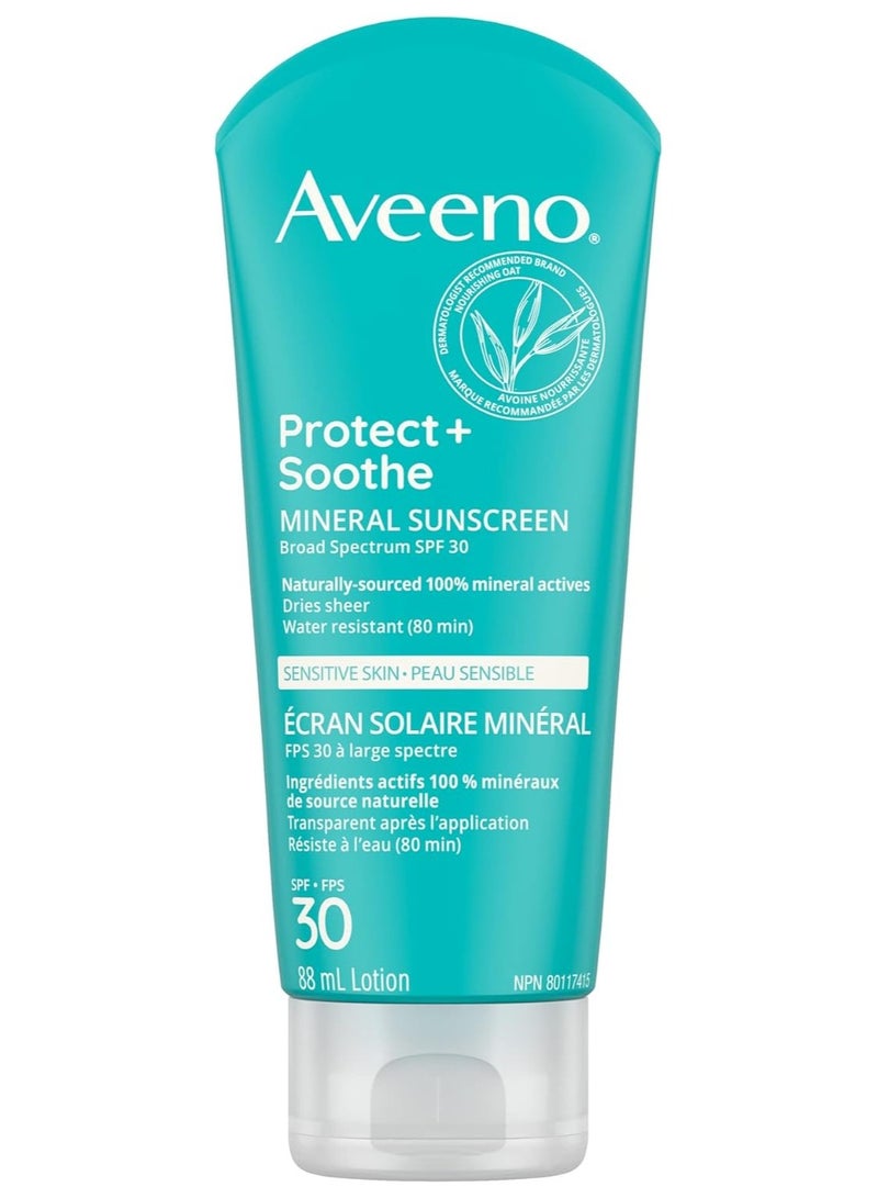 Aveeno Aveeno Protect + Soothe Sensitive Skin Mineral Sunscreen SPF 30 88mL 