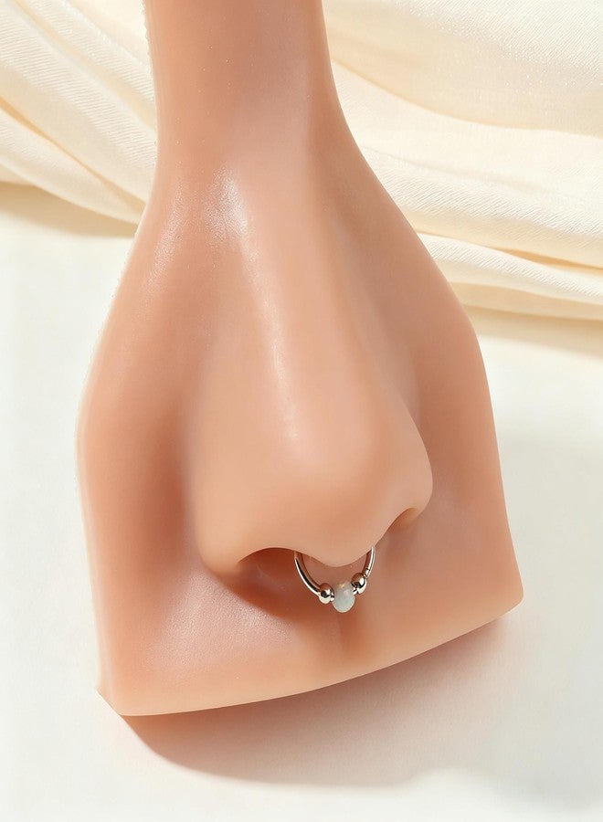 مجموعة حلقات أنف TOKRING مقاس 18G للنساء، وحلقات أنف مرصعة بحجر أوبال أبيض مقاس 20G، مصنوعة من الفولاذ المقاوم للصدأ، مضادة للحساسية، 4 قطع - Image 5