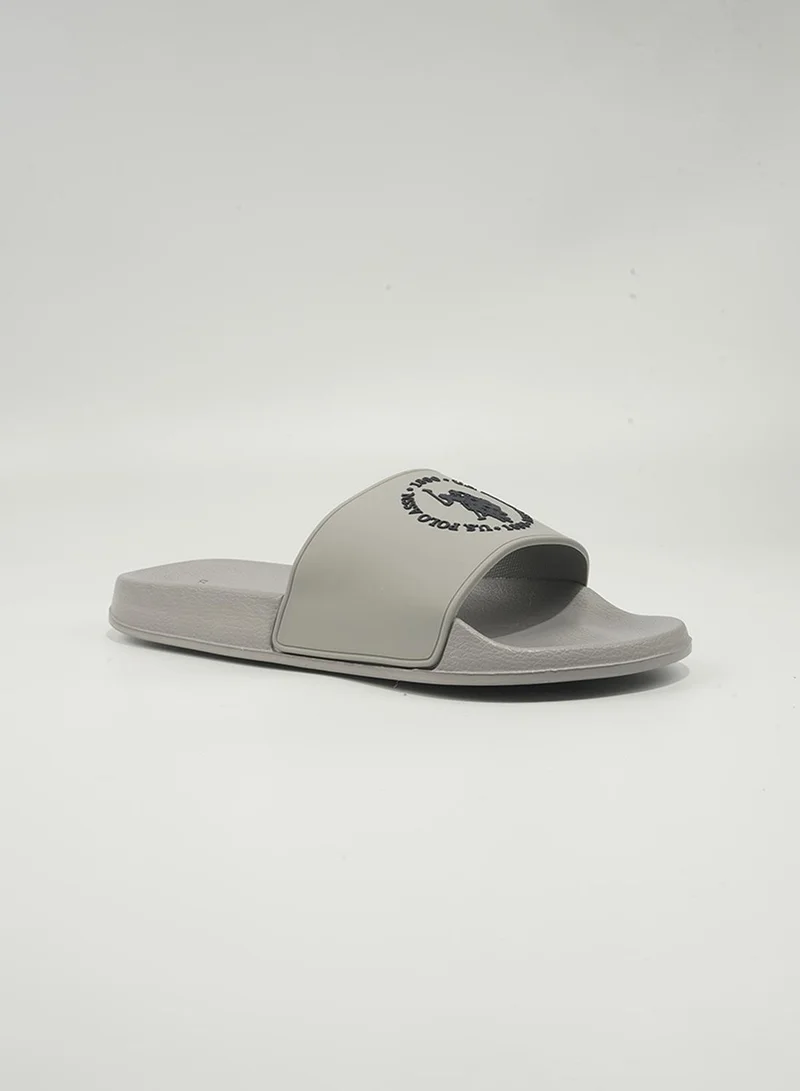 يو اس بولو اسن U.S. Polo Assn. Paul Men's Slip-On Comfortable Casual Everyday Slide Sandals - Grey