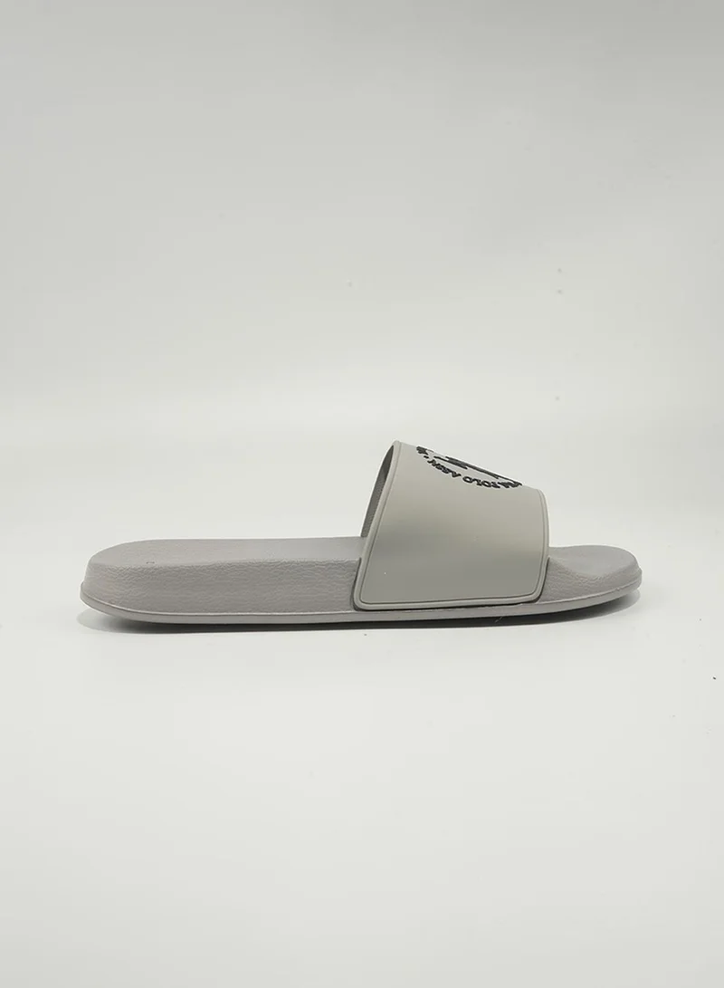 يو اس بولو اسن U.S. Polo Assn. Paul Men's Slip-On Comfortable Casual Everyday Slide Sandals - Grey