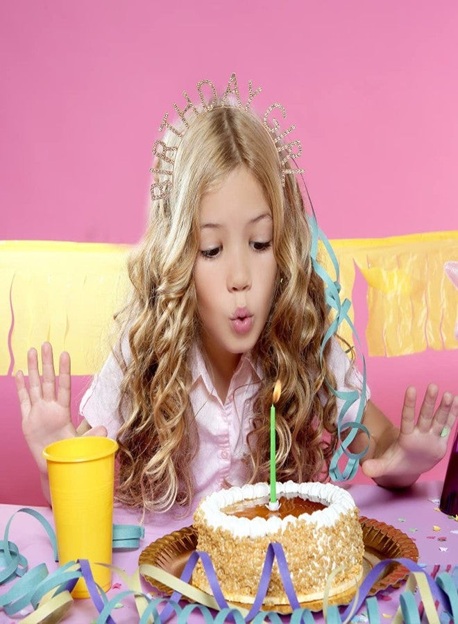 AOPRIE Birthday Girl Headband Tiara Crown for Women with Mermaid Sash Gold Princess Crown Rhinestone Happy Birthday Accessories - Image 5