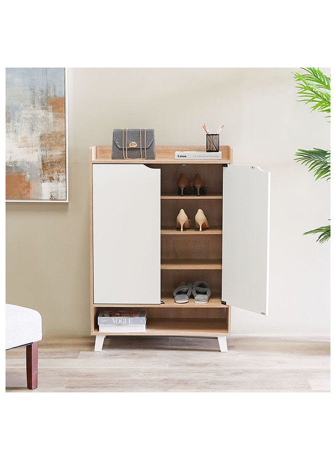 DANUBE HOME Janos 2 Door Shoe Cabinet Modern Design Wooden Furniture Shoe Organiser For Entryway Hallway Made in Malaysia Shoe Rack L 80 x W 37.8 x H 117 cm Sonoma Oak/White  - Image 1