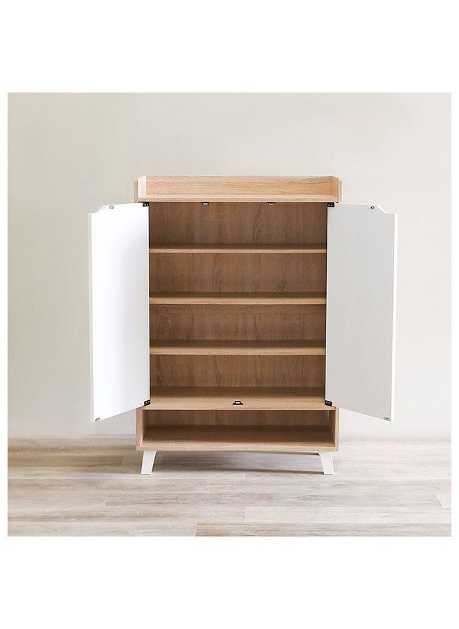 DANUBE HOME Janos 2 Door Shoe Cabinet Modern Design Wooden Furniture Shoe Organiser For Entryway Hallway Made in Malaysia Shoe Rack L 80 x W 37.8 x H 117 cm Sonoma Oak/White  - Image 3