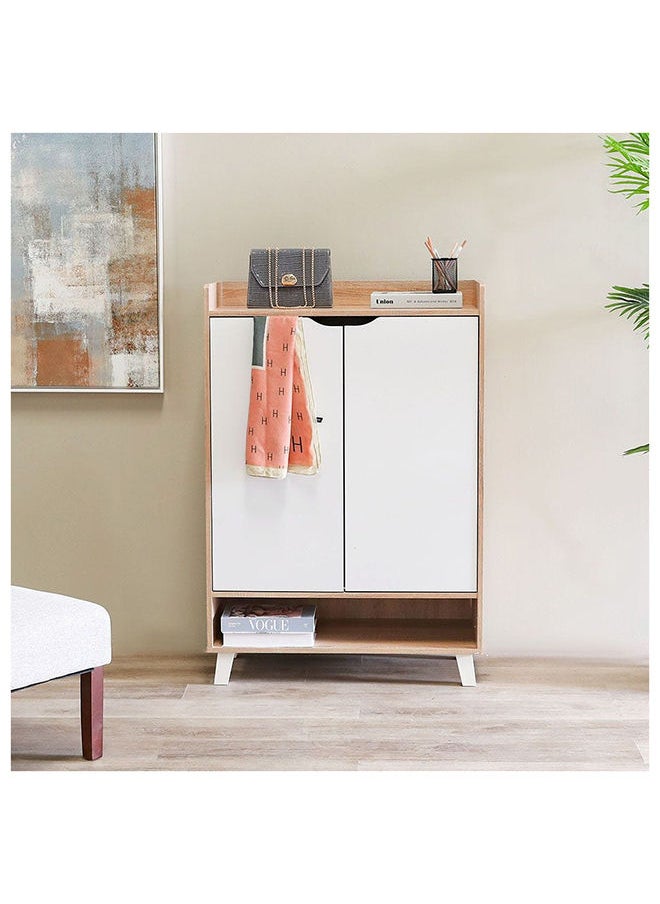DANUBE HOME Janos 2 Door Shoe Cabinet Modern Design Wooden Furniture Shoe Organiser For Entryway Hallway Made in Malaysia Shoe Rack L 80 x W 37.8 x H 117 cm Sonoma Oak/White  - Image 4