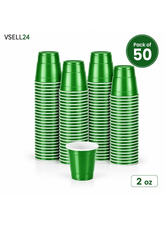 vsell24 Pack of 50 Mini 2oz Disposable Plastic Shot Cups – Small Party Cups for Jello Shots, Coffee, Condiments, Snacks, Fruit, Samples & Tastings - Image 1