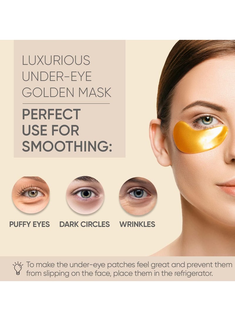 CANAMIN Under Eye Patches (20 Pairs) - Golden Under Eye Mask Amino Acid & Collagen, Under Eye Mask for Face, Dark Circles and Puffiness, Beauty & Personal Care - Image 2