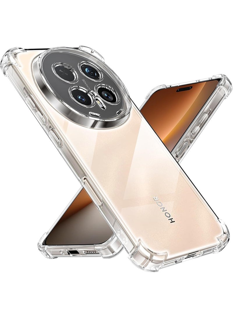 جراب متوافق مع Honor Magic 8 Pro 5G - غطاء شفاف من السيليكون (TPU) مقاوم للصدمات، مزود بحماية للكاميرا وزوايا معززة ضد الصدمات - شفاف - Image 1