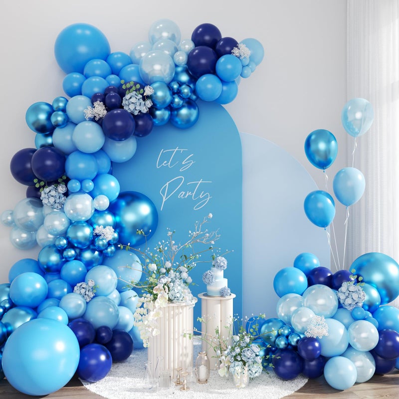 LANGASQUE Blue Balloon Garland Arch Kit 134Pcs Royal Metallic Light Navy Pearl Blue Balloons for Gender Reveal Baby Shower Wedding Bridal Shower Birthday Party Decorations - Image 3