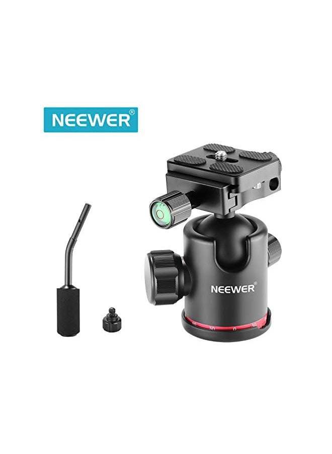 Neewer - Heavy Duty Camera Tripod Ball Head With Handle And 1/4 Inch Quick Shoe Plate, 360 Degree Panoramic Head For Tripod, Monopod, Slider, Dslr Camera, Camcorder, Load Up To 17.6 Pounds/8 Kilograms - Image 1