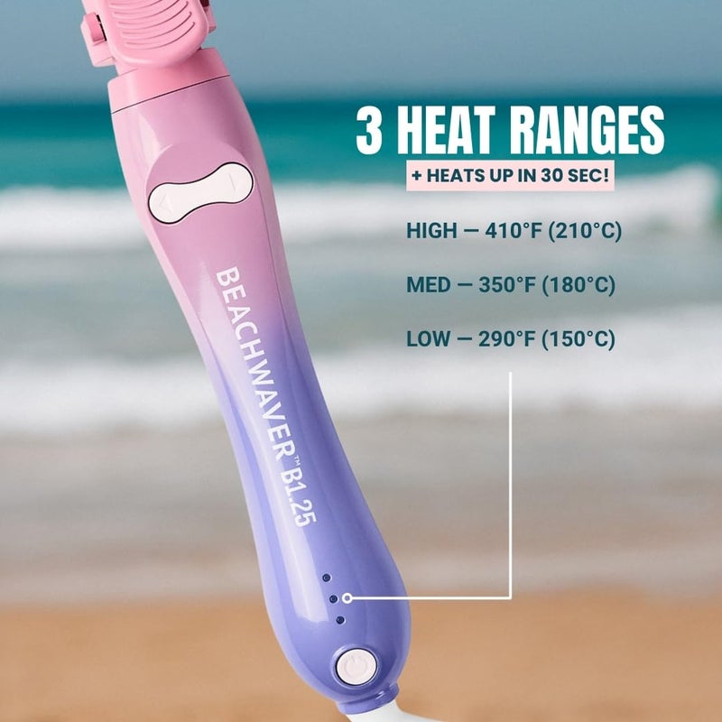 Beachwaver The Beachwaver Co. B1 Rotating Curling Iron - Pink Sunset | Automatic 1-Inch Ceramic Curling Iron - Most Common Barrel Size for All Hair Lengths! | Auto-Shut Off, Travel-Friendly, Dual Voltage - Image 4