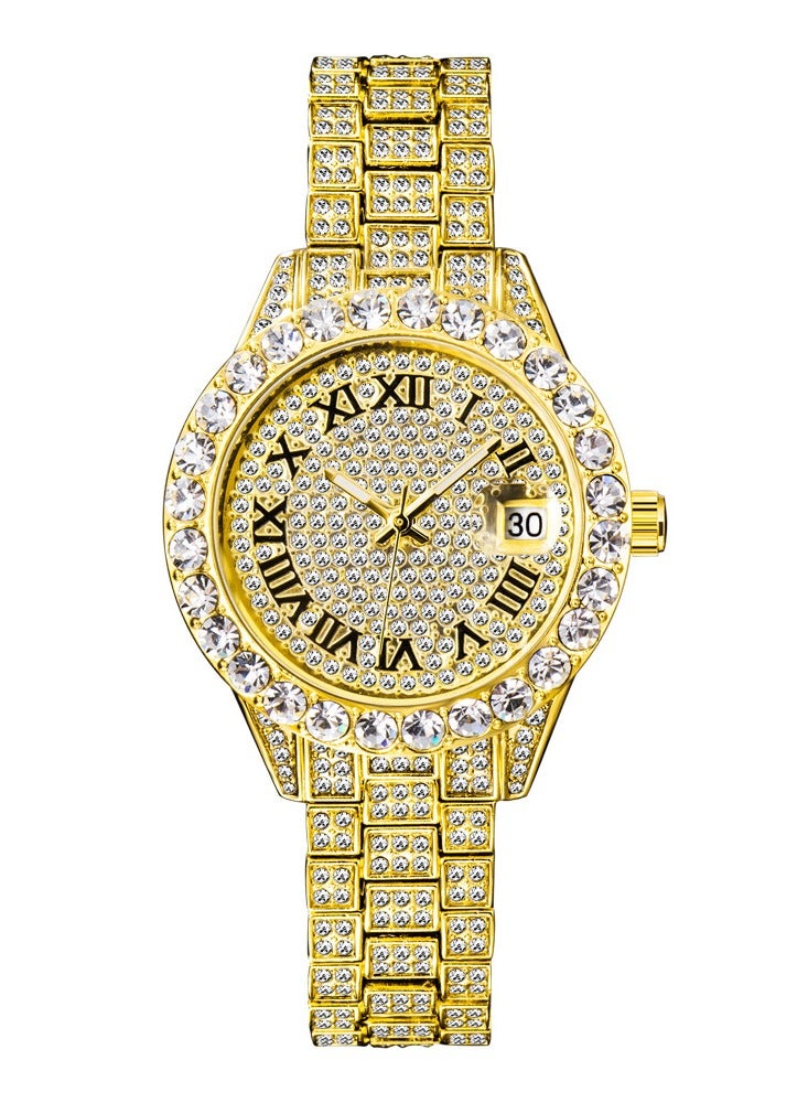 MISS FOX Fashion Diamond Waterproof Calendar Full Diamond Luminous Ladies Quartz Watch Japanese Quartz 30 Meters Waterproof Formal Casual Watch - Image 1