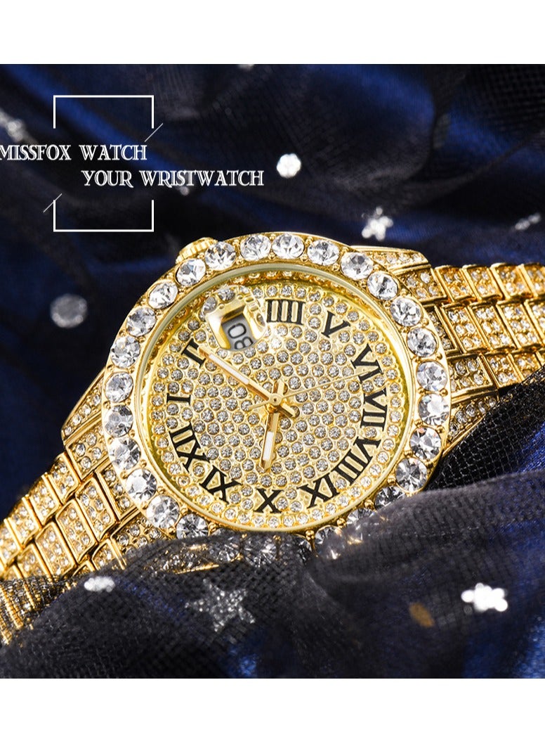 MISS FOX Fashion Diamond Waterproof Calendar Full Diamond Luminous Ladies Quartz Watch Japanese Quartz 30 Meters Waterproof Formal Casual Watch - Image 2
