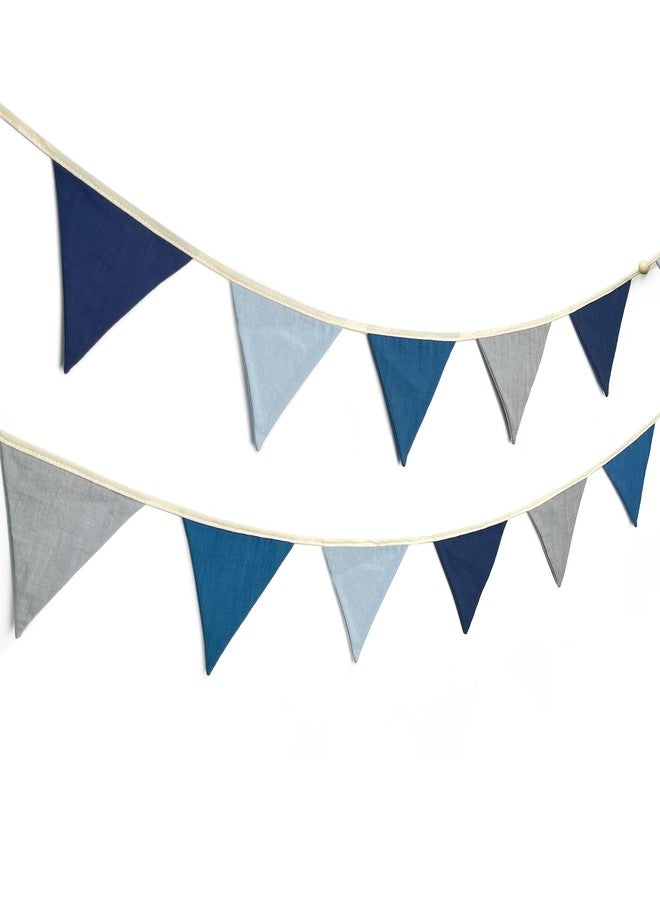 pinkblume 2 Sets of Blue Grey Nursery Garland 24Pcs Royal Fabric Linen Baby Banner Triangle Pennant Flags Streamers for Kids Boys Nautical Birthday Baby Shower Party Decorations Baby Bedroom Nursery Decor - Image 4