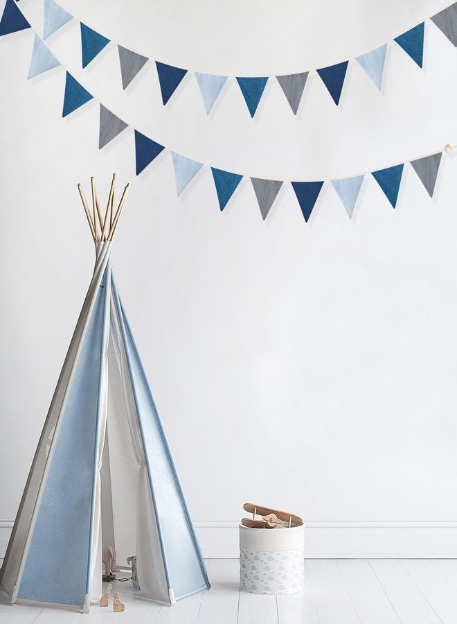 pinkblume 2 Sets of Blue Grey Nursery Garland 24Pcs Royal Fabric Linen Baby Banner Triangle Pennant Flags Streamers for Kids Boys Nautical Birthday Baby Shower Party Decorations Baby Bedroom Nursery Decor - Image 5