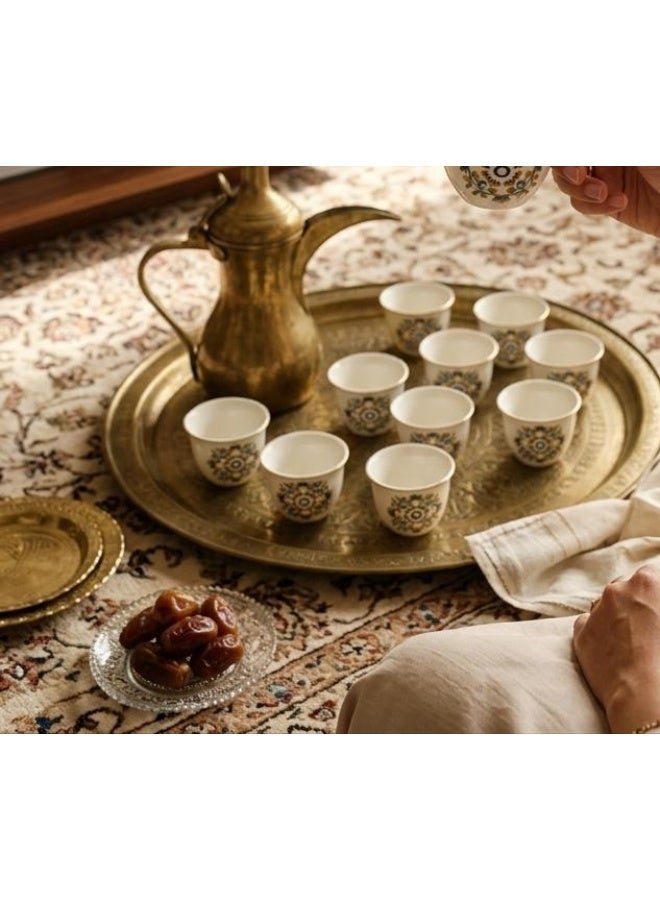 AKDC Luhpar Ceramic Cawa Cup 100Ml 12Pcs White With Flower Design - Image 2