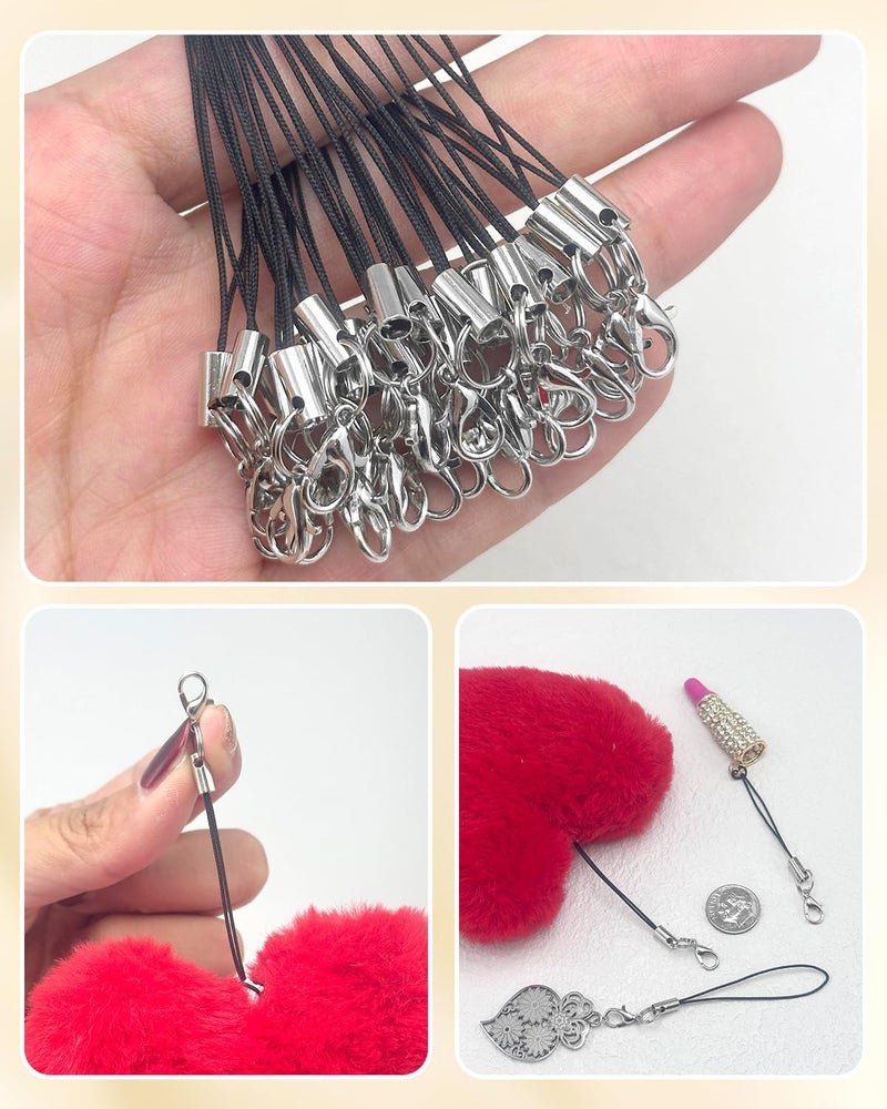 MKCYD 100Pcs Phone Charms Strap with Lobster Clasp Lanyard Straps,Lariat Lanyard Charms Pendant Clasp for Cell Phone USB Keychains DIY Jewelry Accessories - Image 3