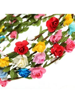 eBoot EBOOT 15 Pieces Assorted Colored Flower Crown Wreath Headband Garland Multicolor Headbands Floral Headpiece for Wedding Festival Vacation Fairy Party Photography Props  - Image 2