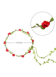 eBoot EBOOT 15 Pieces Assorted Colored Flower Crown Wreath Headband Garland Multicolor Headbands Floral Headpiece for Wedding Festival Vacation Fairy Party Photography Props  - Image 4