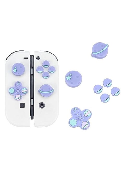 Cute Cross D-Pad Button Caps Silicone Thumb Grips Set, ABXY Key Buttons Sticker Joystick Cover Caps Compatible with Switch/OLED - Happy Planet