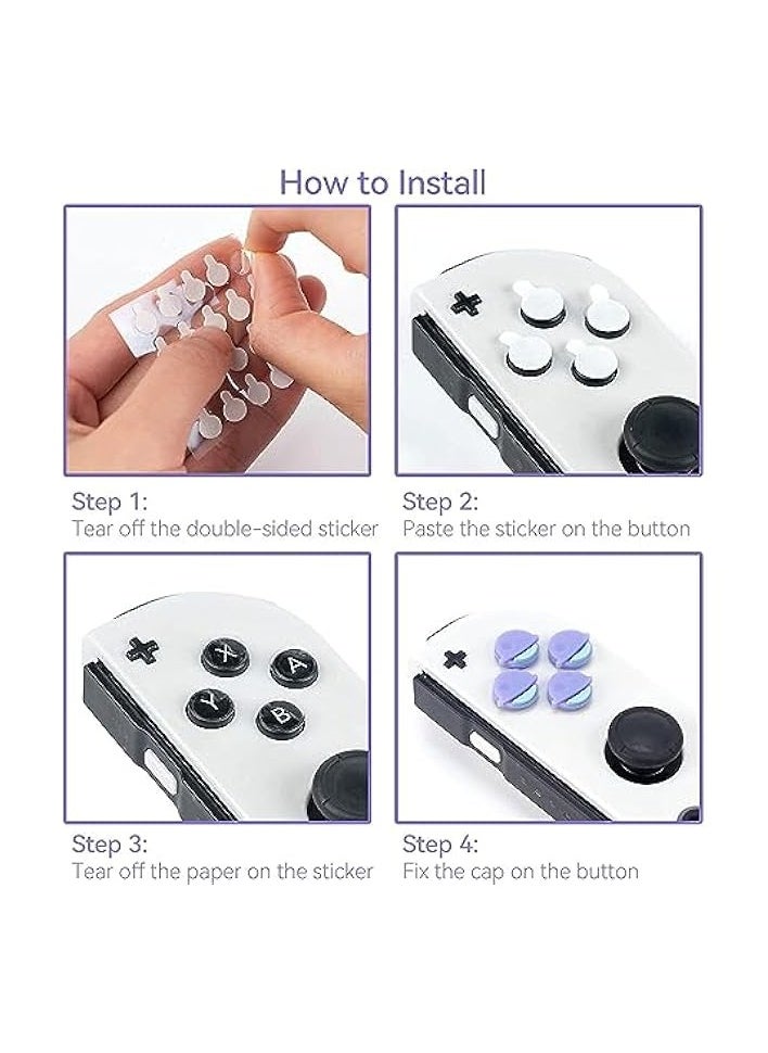 PROMASS - Cute Cross D-Pad Button Caps Silicone Thumb Grips Set, ABXY Key Buttons Sticker Joystick Cover Caps Compatible with Switch/OLED - Happy Planet - Image 1