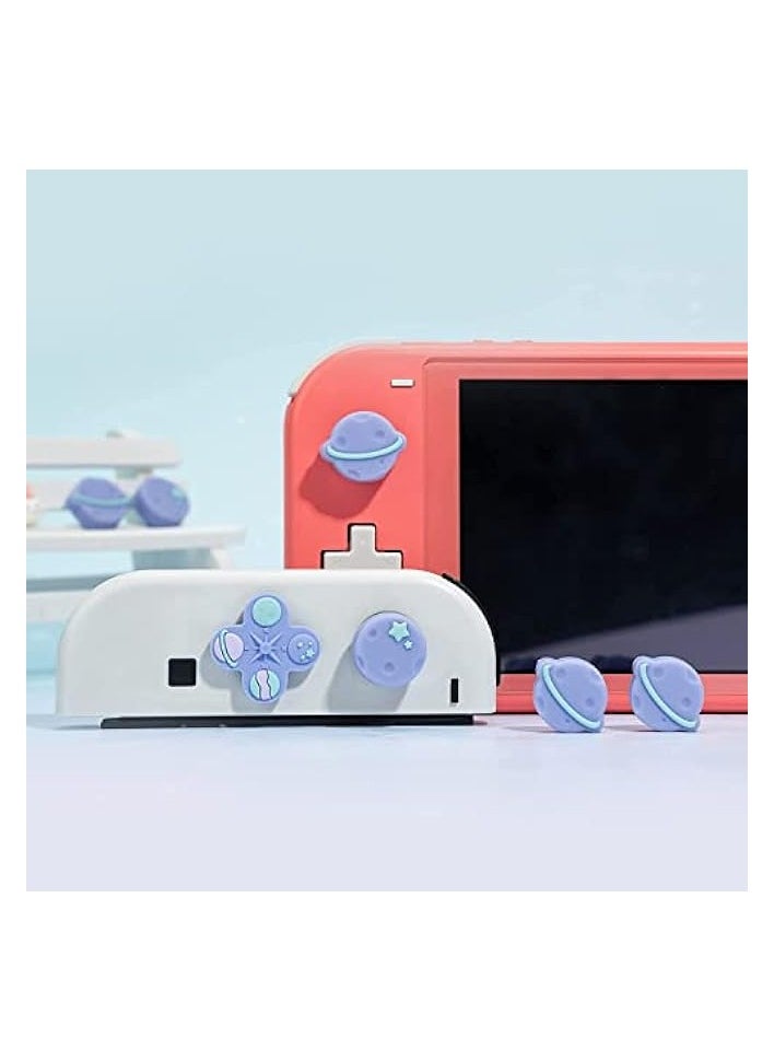 PROMASS - Cute Cross D-Pad Button Caps Silicone Thumb Grips Set, ABXY Key Buttons Sticker Joystick Cover Caps Compatible with Switch/OLED - Happy Planet - Image 1