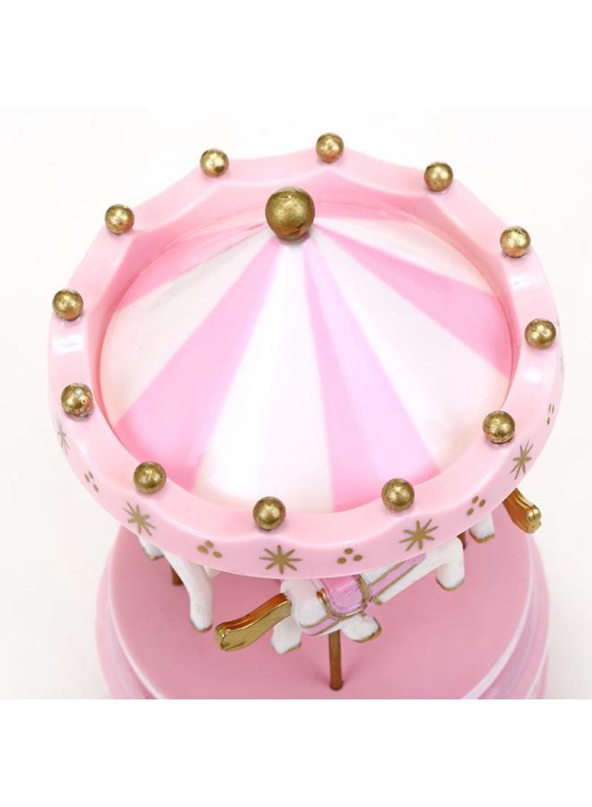 Powder Carousel Music Box Children's Toys Birthday Gift Cake Baking Decorations Wooden Music Box-Color:No. 14 (pink Flower) - Image 5