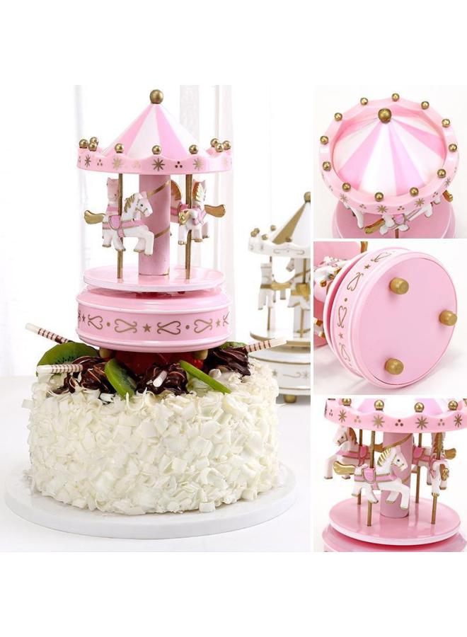 Powder Carousel Music Box Children's Toys Birthday Gift Cake Baking Decorations Wooden Music Box-Color:No. 14 (pink Flower) - Image 4