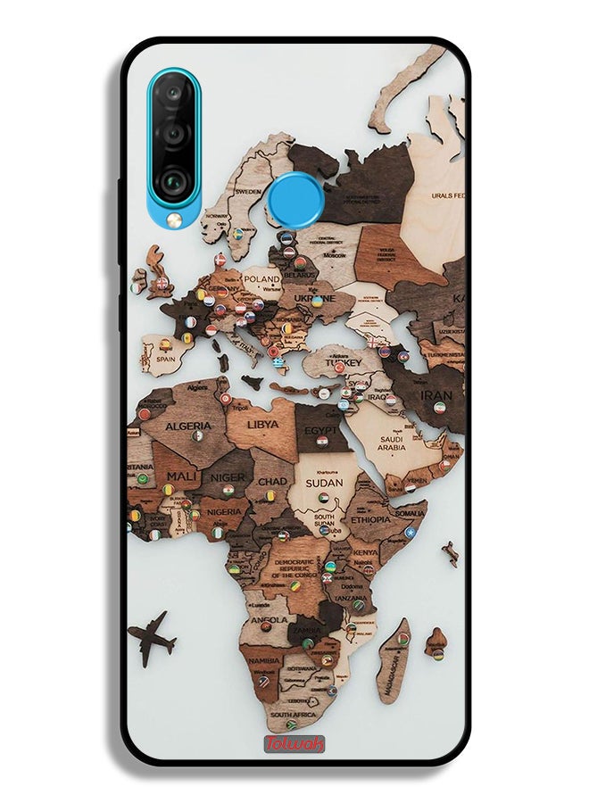 Tolwak غطاء واقي لهاتف هواوي P30 لايت بتصميم خريطة العالم - Image 2