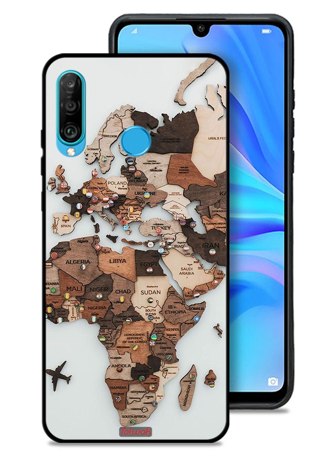 Tolwak غطاء واقي لهاتف هواوي P30 لايت بتصميم خريطة العالم - Image 1