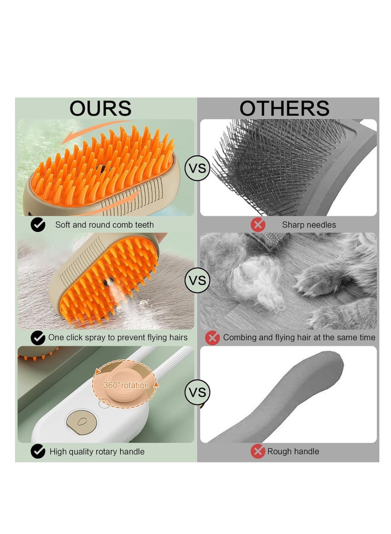 general Cat Steam Brush  3 In 1 Cat Hair Brush with Steamer Multifunctional Spray Cat Grooming Brush Self Cleaning Steam Cat Comb for Removing Tangled and Fluffy Hair Steamy Pet Cat Brush for Massage - Image 5