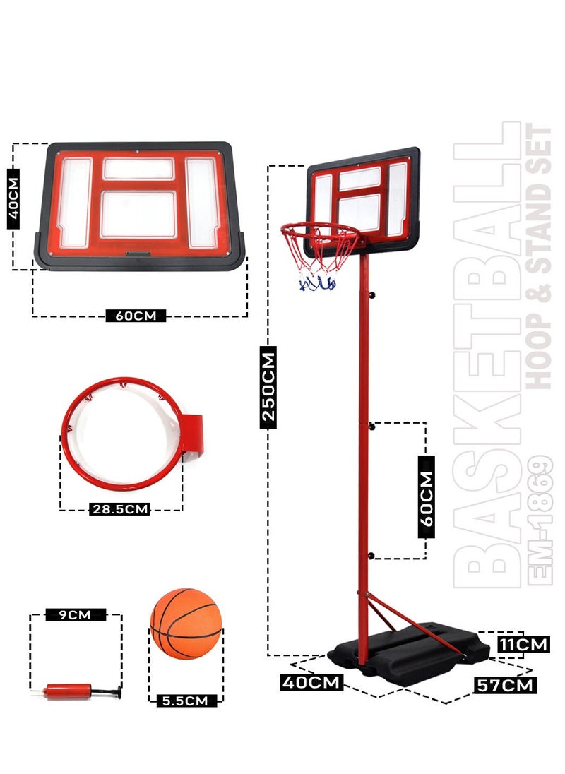 SkyLand - Basketball Hoop & Stand Set With Sturdy Base | Adjustable Stand Height 145cm-250cm - Image 1