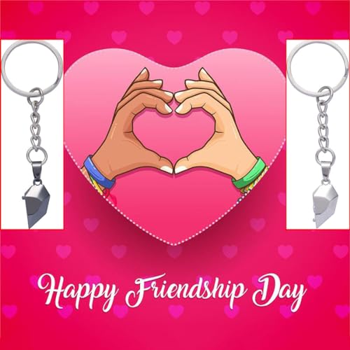 Meimimix Two Souls One Heart Keychain for Couple Wishing Stone Creative Matching Keyring Relationship Jewellery (Silver) - Image 4
