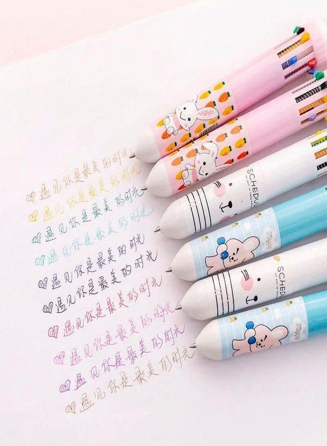 Radhya Accessories أقلام حبر جاف للأطفال من راديا أكسسوارات، برسومات كرتونية لطيفة، 10 ألوان، أقلام متعددة الألوان برسومات وجوه لطيفة للأولاد، أقلام حبر جاف للبنات، أدوات مكتبية كاواي (عبوة من قطعتين) - Image 5