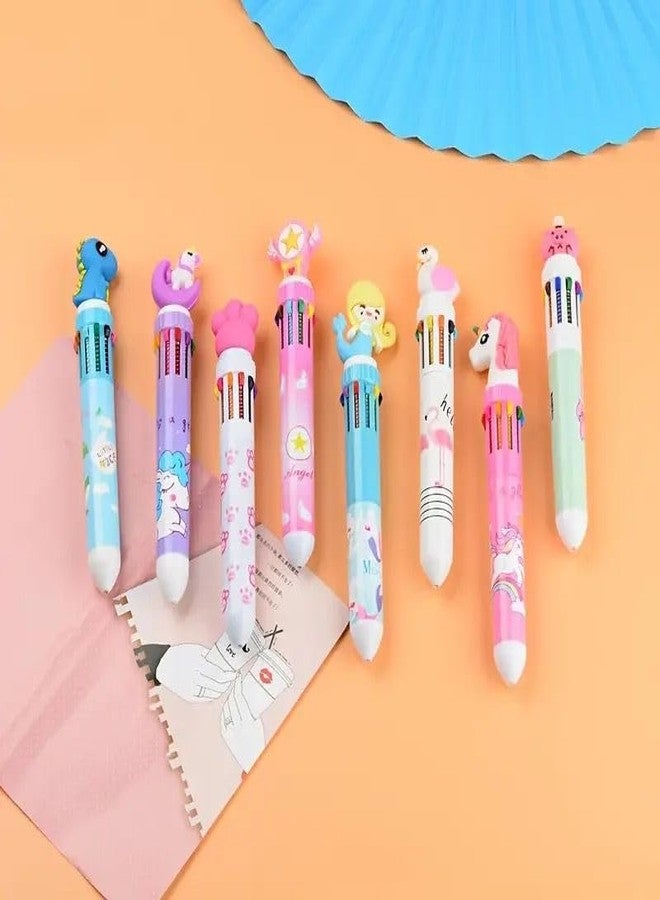 Radhya Accessories أقلام حبر جاف للأطفال من راديا أكسسوارات، برسومات كرتونية لطيفة، 10 ألوان، أقلام متعددة الألوان برسومات وجوه لطيفة للأولاد، أقلام حبر جاف للبنات، أدوات مكتبية كاواي (عبوة من قطعتين) - Image 4