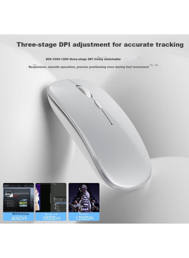 Stiger Wireless Bluetooth Mouse, Rechargeable, Quiet, Dual-mode, Portable, For Laptops, Compatible With Huawei, Apple, Honor, Ipad Tablets, Desktop Computers For Office And Gaming, Type-c Port - Image 2
