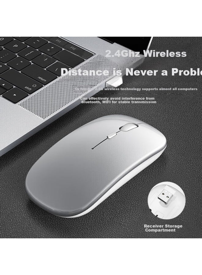 Stiger Wireless Bluetooth Mouse, Rechargeable, Quiet, Dual-mode, Portable, For Laptops, Compatible With Huawei, Apple, Honor, Ipad Tablets, Desktop Computers For Office And Gaming, Type-c Port - Image 3