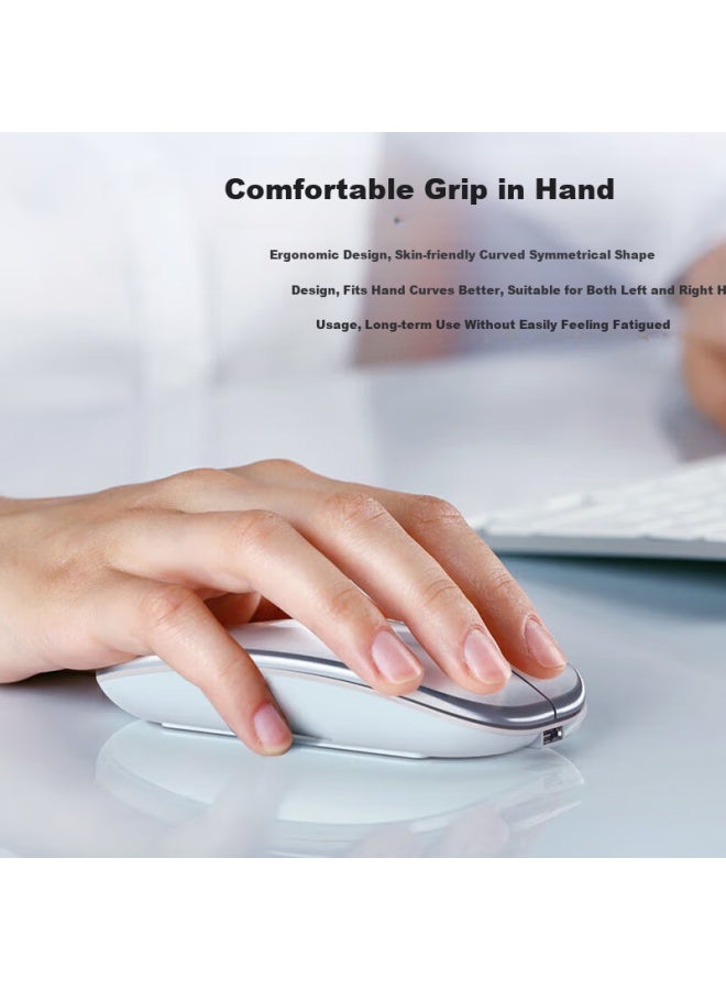 Stiger Wireless Bluetooth Mouse, Rechargeable, Quiet, Dual-mode, Portable, For Laptops, Compatible With Huawei, Apple, Honor, Ipad Tablets, Desktop Computers For Office And Gaming, Type-c Port - Image 5