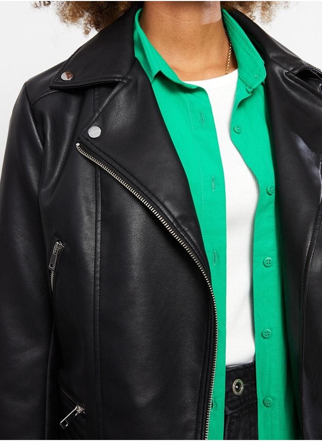 LC WAIKIKI - Biker Collar Regular Long Sleeve Women's Faux Leather Jacket - Image 1