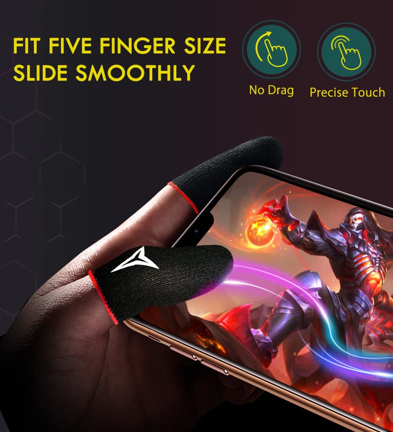 Nuozme 6 Pack Mobile Phone Gaming Finger Sleeves, Nuozme Finger Sleeves Compatible with All Touchscreen Devices, 0.15mm Superconducting Nanofibers, Smooth Feel, Anti-Sweat, Extremely Thin, Red Edge - Image 2