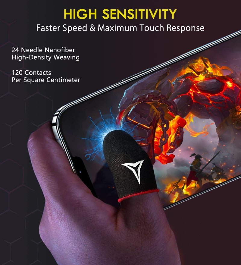 Nuozme 6 Pack Mobile Phone Gaming Finger Sleeves, Nuozme Finger Sleeves Compatible with All Touchscreen Devices, 0.15mm Superconducting Nanofibers, Smooth Feel, Anti-Sweat, Extremely Thin, Red Edge - Image 3