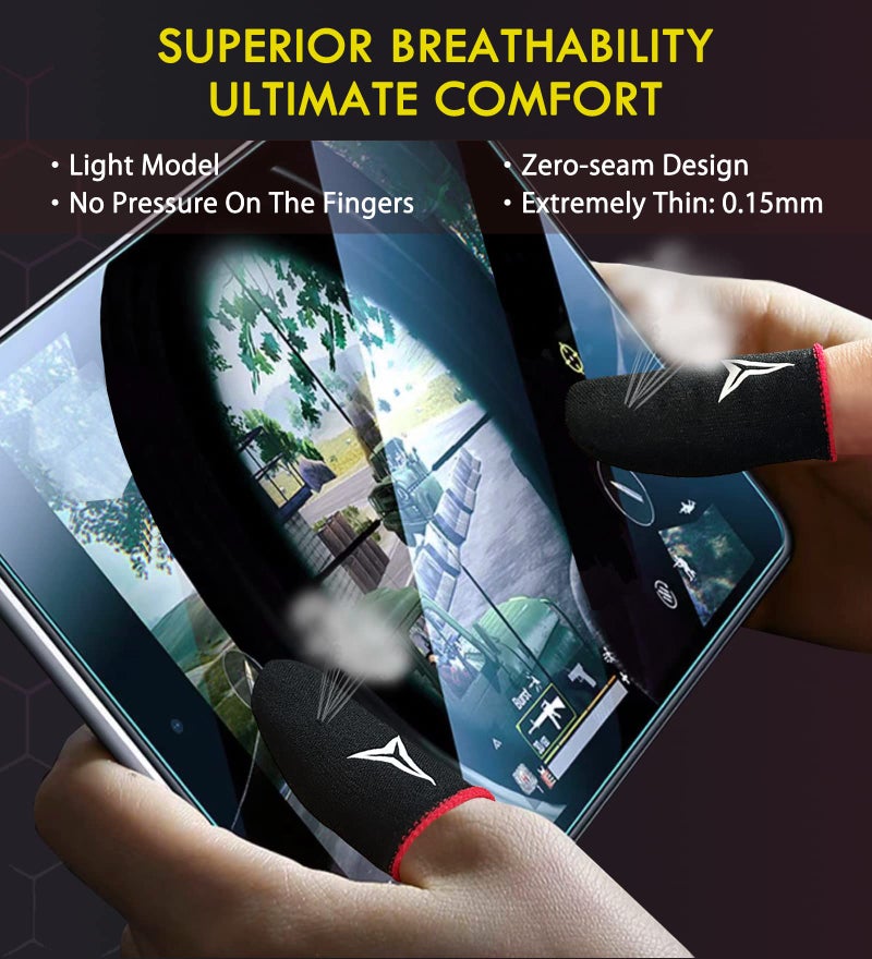 Nuozme 6 Pack Mobile Phone Gaming Finger Sleeves, Nuozme Finger Sleeves Compatible with All Touchscreen Devices, 0.15mm Superconducting Nanofibers, Smooth Feel, Anti-Sweat, Extremely Thin, Red Edge - Image 5