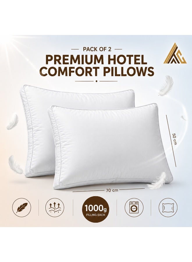 White Hotel-Style Pillows 2 pack – 70×50 cm – Microfiber Outer Fabric & Filling – Ultra Soft - Image 2