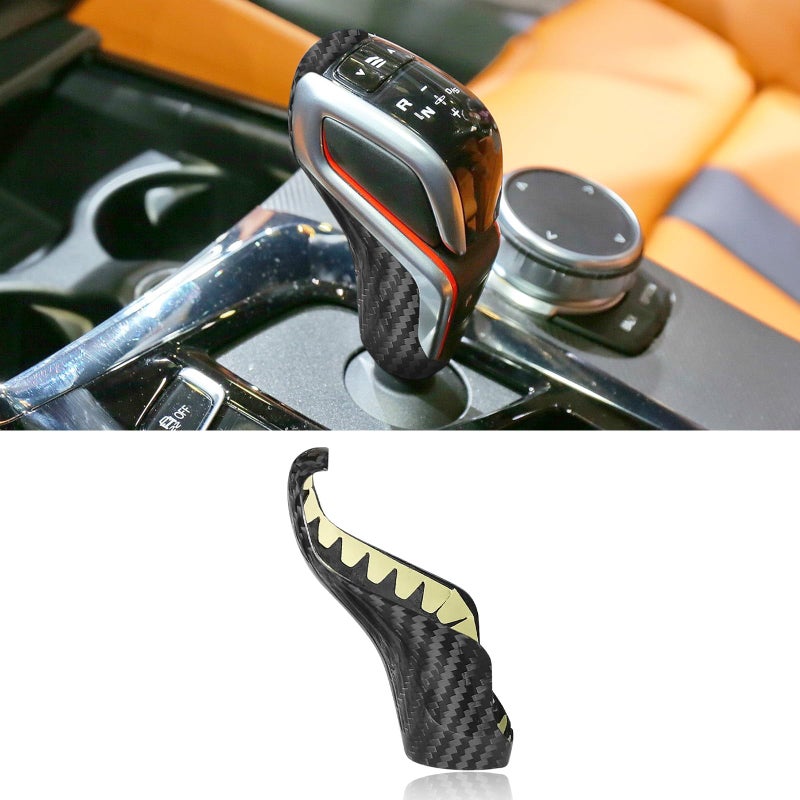 BLAKAYA Compatible wth Carbon Fiber Gear Shift Knob Back Cover Automotive Shift Lever Modified Decoration for BMW M5 X3M X4M 20182024 Black - Image 2