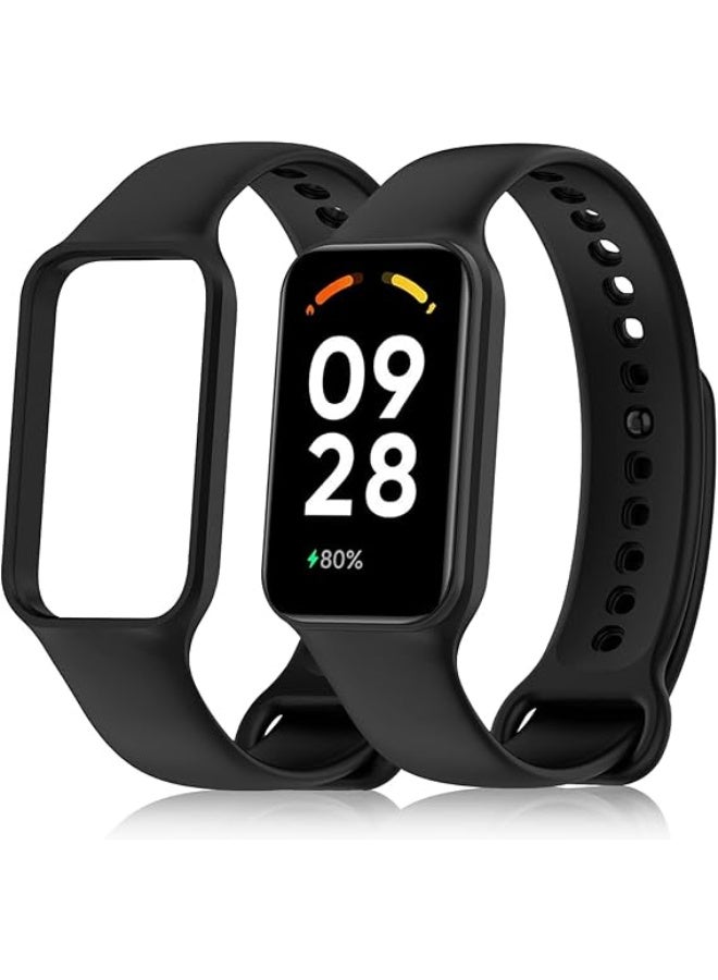 سوار ساعة ذكية خاص بجهاز شاومي ريدمي باند 2، سوار سيليكون رياضي، سوار معصم بديل، اكسسوارات خاصة بجهاز شاومي ريدمي سمارت باند 2 _ اسود - Image 1
