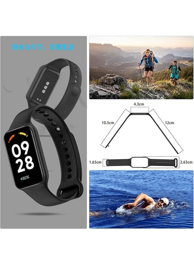 سوار ساعة ذكية خاص بجهاز شاومي ريدمي باند 2، سوار سيليكون رياضي، سوار معصم بديل، اكسسوارات خاصة بجهاز شاومي ريدمي سمارت باند 2 _ اسود - Image 5