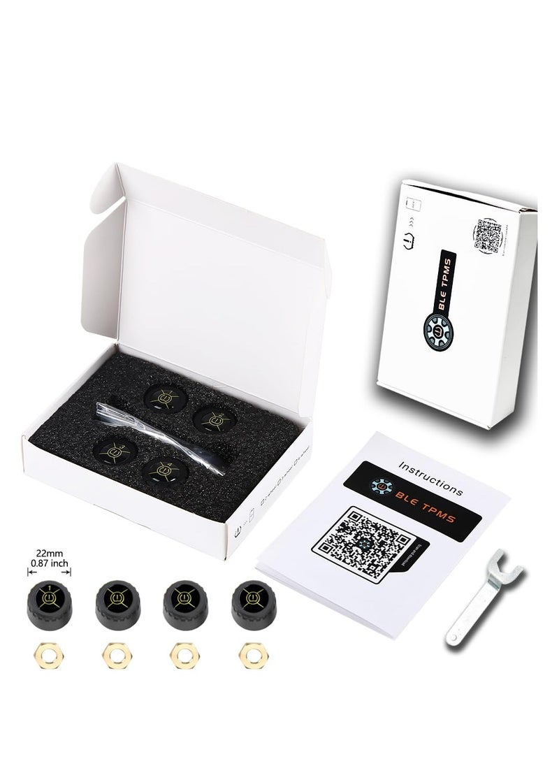SYOSI - Tire Pressure Monitoring System, Bluetooth 5.0 Wireless TPMS Real-time Display Tire Pressure Sensor and Temperature Tire Monitor for Cars, Bicycles, Bikes, Motorcycles, Support iOS and Android (4 PCS) - Image 1