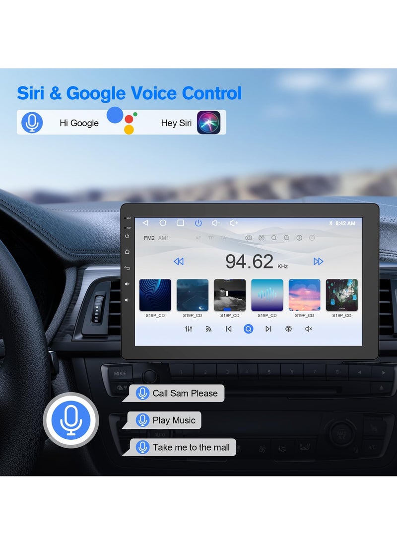 هاو ديور - مشغل ستيريو سيارة بشاشة لمس قابلة للدوران 10.1 بوصة - راديو Single Din Android 13 مع CarPlay/Android Auto، صوت Hi-Fi، نظام تنقل GPS، كاميرا مراقبة خلفية AHD واتصال لاسلكي - Image 1