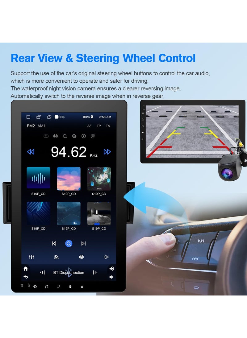 هاو ديور - مشغل ستيريو سيارة بشاشة لمس قابلة للدوران 10.1 بوصة - راديو Single Din Android 13 مع CarPlay/Android Auto، صوت Hi-Fi، نظام تنقل GPS، كاميرا مراقبة خلفية AHD واتصال لاسلكي - Image 1