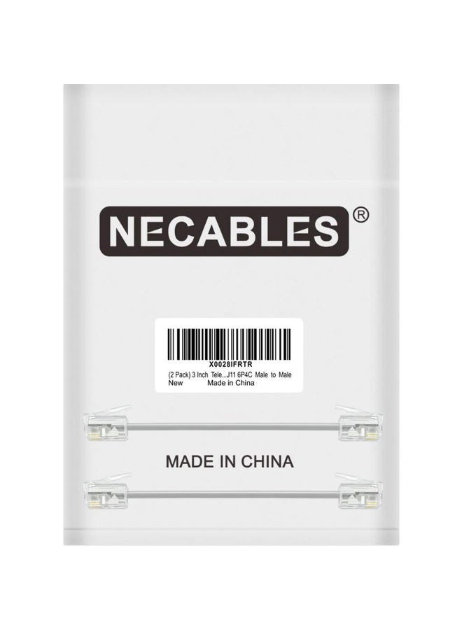 NECABLES 2Pack 3 Inch Short Telephone Cord Phone Cable Wall Phone Cord for Landline RJ11 6P4C Male to Male - Image 5